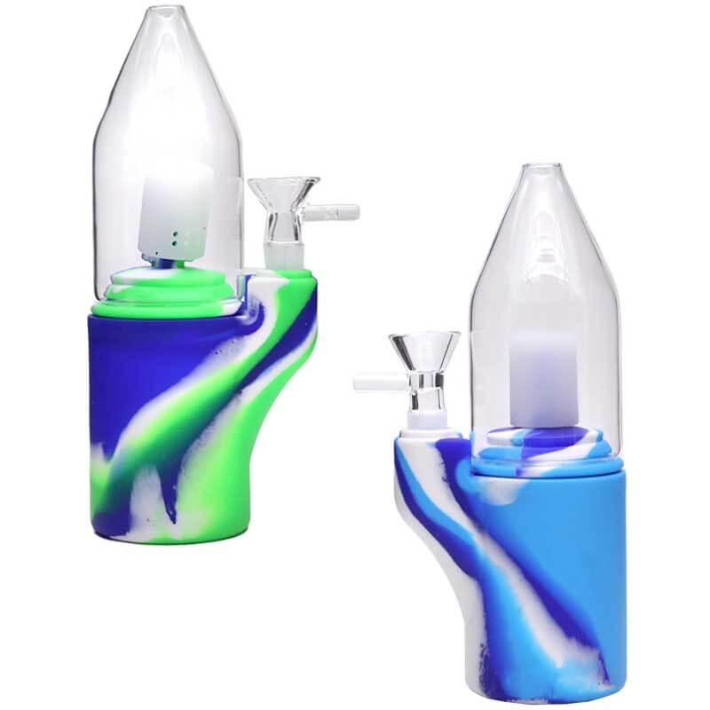 Silicone Glass Rocket Waterpipe (10208) | 7.5 inch | Assorted Colors product image